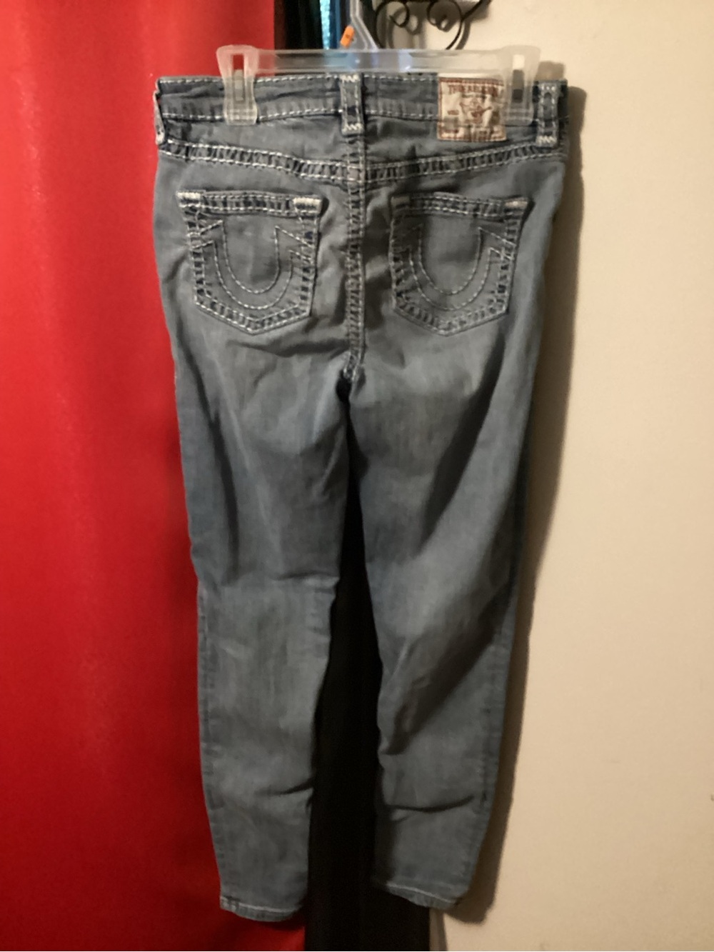 True Religion Light Blue Skinny Jeans with Signature Back Stitching